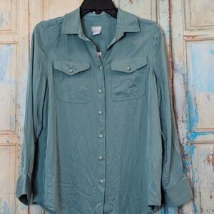 Chico's Aqua Button-Down Blouse